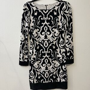 Vintage Cache Silk Mini Sheath Dress 3/4 Sleeve Black Paisley Lined Fairy Goth 6